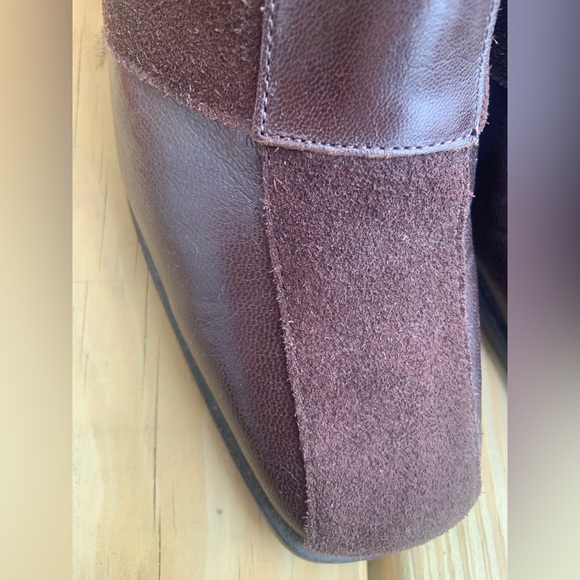 Brown Leather and Suede Slip On Heels 2" Heel size 7 - Picture 4 of 11